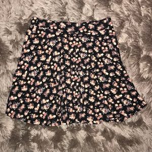 Black Circle Skirt w/Floral Pattern